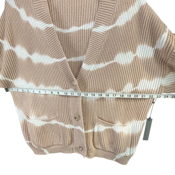 Tart Collections Cardigan Sweater Womens L Beige Tie Dye Button Cropped Slouchy - Picture 7 of 14